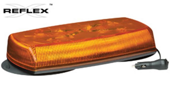ECCO 5585A-VM - LED Minibar: Reflex 15" 12-24VDC 18 flash patterns vacuum-magnet mount amber