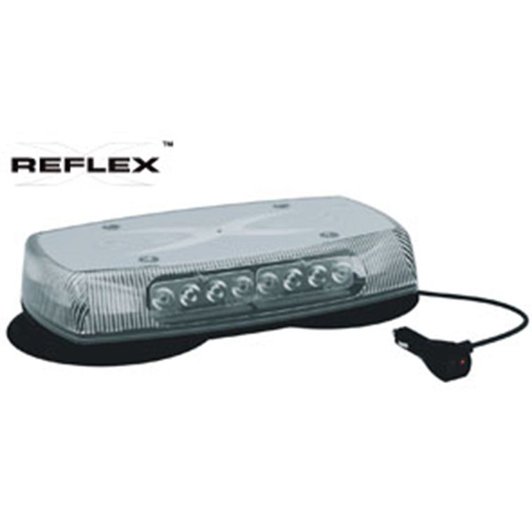 ECCO 5590CA-VM - LED Minibar: Reflex 15" 12-24VDC 18 flash patterns vacuum-magnet mount clear dome amber illumination