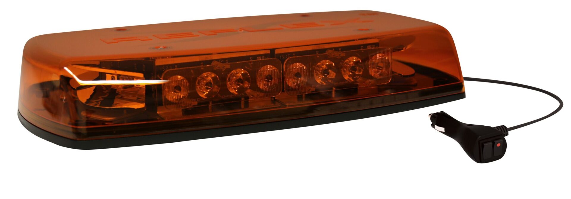 ECCO 5597A-MG - LED Minibar: Reflex 15" zero optic dome 12-24VDC 18 flash patterns magnet mount amber