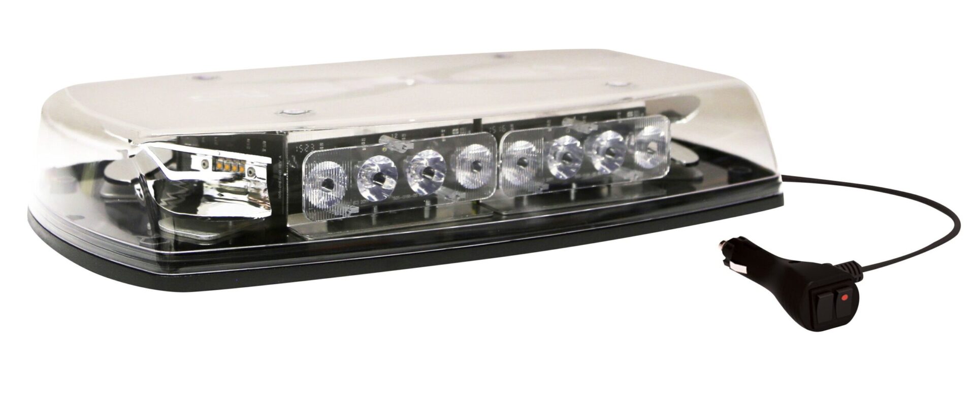 ECCO 5597CAC-MG - LED Minibar: Reflex 15" zero optic dome 12-24VDC 18 flash patterns magnet mount clear dome amber/clear illumination