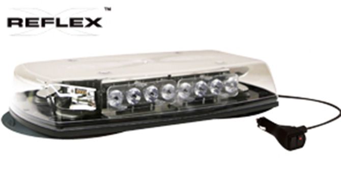 ECCO 5597CA-VM - LED Minibar: Reflex 15" zero optic dome 12-24VDC 18 flash patterns vacuum-magnet mount clear dome amber illumination