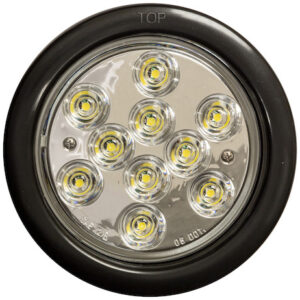 4 Inch Clear Round Backup Light Kit With 10 LEDs (PL-2 Connection Includes Grommet and Plug)