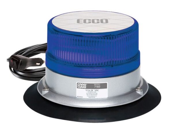 ECCO 7160B-VM - LED Beacon: Reflex  12-24VDC  15 flash patterns  vacuum-magnet mount  blue