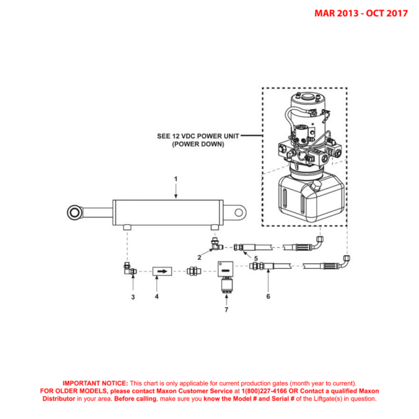 Maxon 72-150 (Mar 2013 - Oct 2017) Power Down Hydraulic Components Diagram