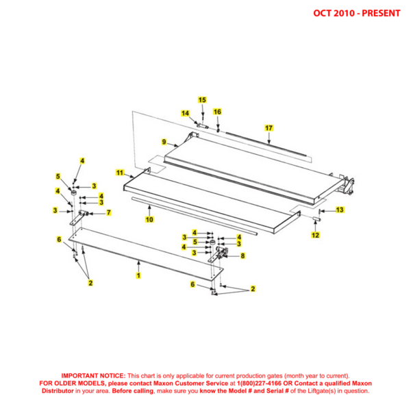 Maxon 72-25 And 72-30 (Oct 2010 - Present) Special Profile Platform And Flipover Assembly Diagram