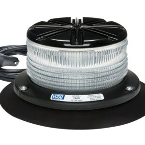 ECCO 7460CA-VM - LED Beacon: Profile 12-36VDC pulse8 flash vacuum-magnet mount clear lens amber illumination