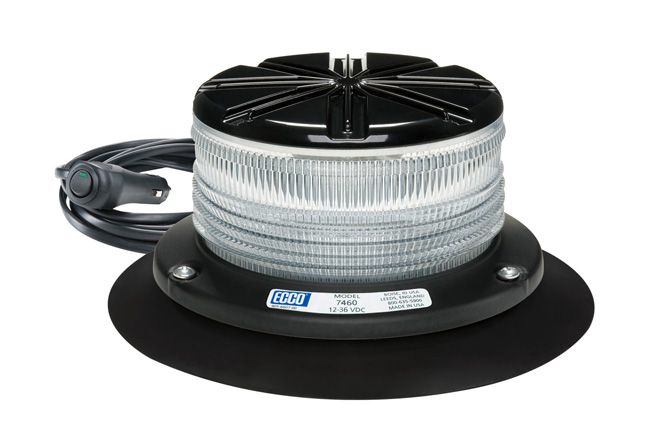 ECCO 7460CA-VM - LED Beacon: Profile 12-36VDC pulse8 flash vacuum-magnet mount clear lens amber illumination