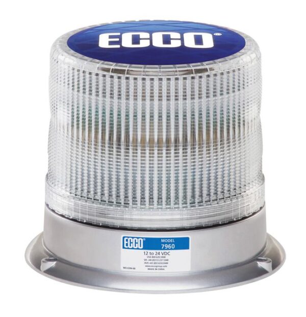 ECCO 7960CC - LED Beacon: Pulse  12-24VDC  11 flash patterns  clear