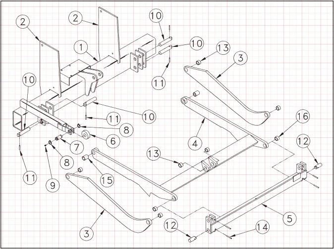 M16/20 Trunnion Lift Arm and Idler Arms Diagram