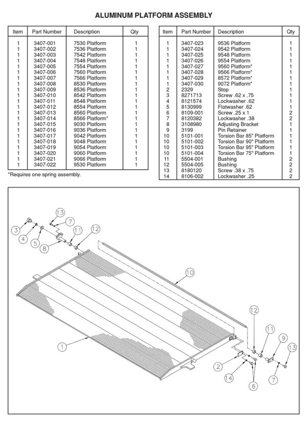 All-Aluminum TVL Series Platform Assembly Diagram