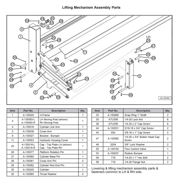 Anthony ALB Lifting Mechanism Assembly Parts Diagram