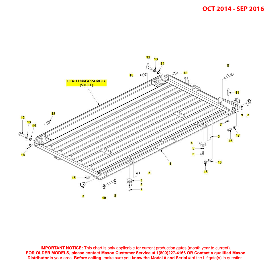 Maxon BMR (Oct 2014 - Sep 2016) Steel Platform Assembly Diagram