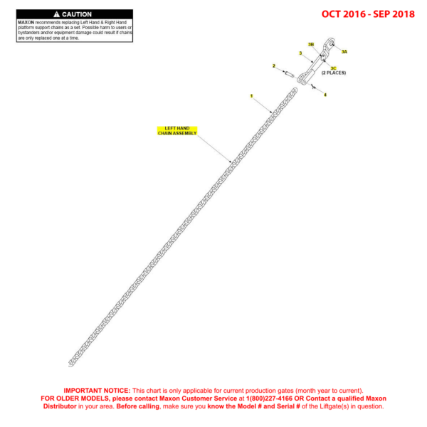 Maxon BMR (Oct 2016 - Sep 2018) Left Hand Chain Assembly Diagram