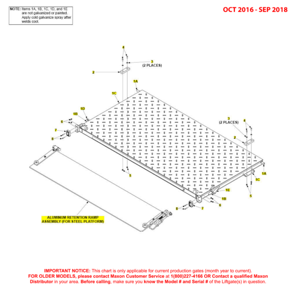 Maxon BMR (Oct 2016 - Sep 2018) Steel Flipover With Retention Ramp Diagram