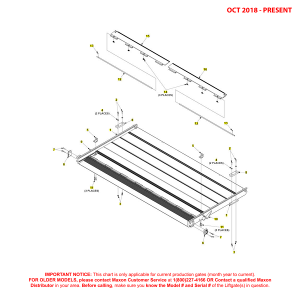 Maxon BMR (Oct 2018 - Present) Aluminum Flipover Assembly With Dual Cart Stops Diagram