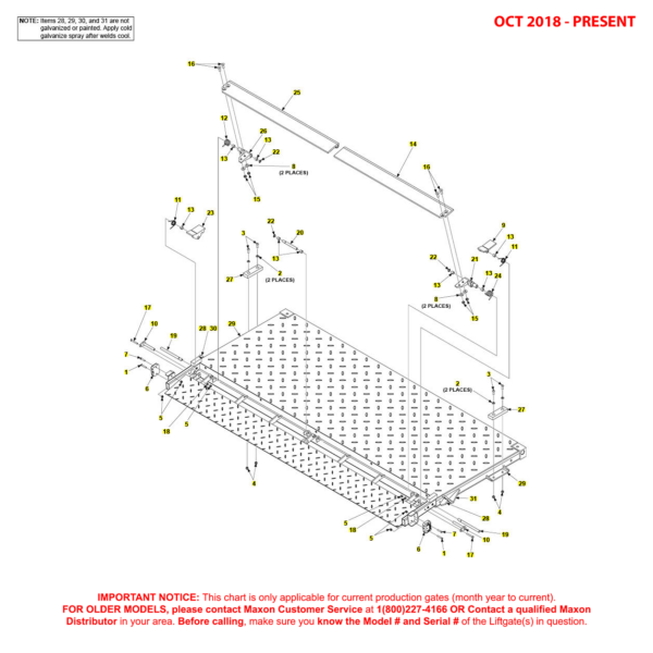 Maxon BMR (Oct 2018 - Present) Steel Flipover With Dual Cart Stops Diagram