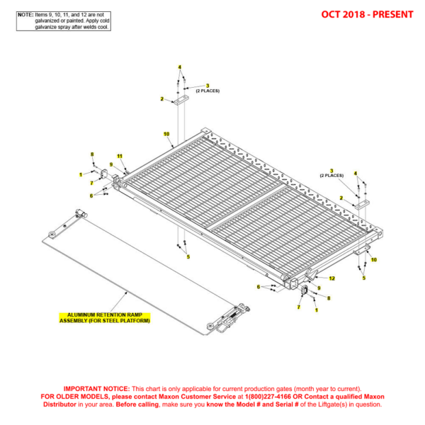 Maxon BMR (Oct 2018 - Present) Steel Grating Flipover With Retention Ramp Diagram