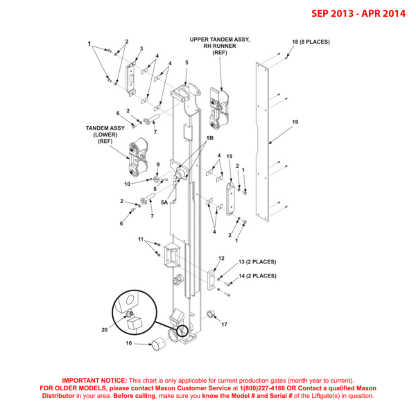 Maxon BMRA (Sep 2013 - Apr 2014) Right Hand Runner Assembly Diagram