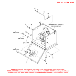 Maxon BMRA (Sep 2013 - Dec 2015) Gravity Down Single Pump Assembly Diagram (1 OF 2)
