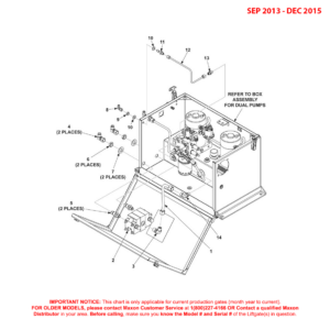 Maxon BMRA (Sep 2013 - Dec 2015) Power Down Dual Pump Assembly Diagram (1 OF 2)