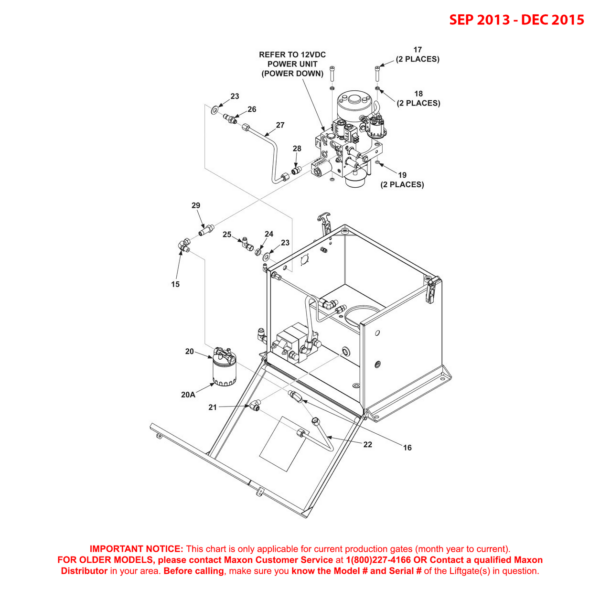 Maxon BMRA (Sep 2013 - Dec 2015) Power Down Single Pump Assembly Diagram (2 OF 2)
