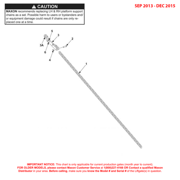 Maxon BMRA (Sep 2013 - Dec 2015) Steel Platform Right Hand Chain Assembly Diagram