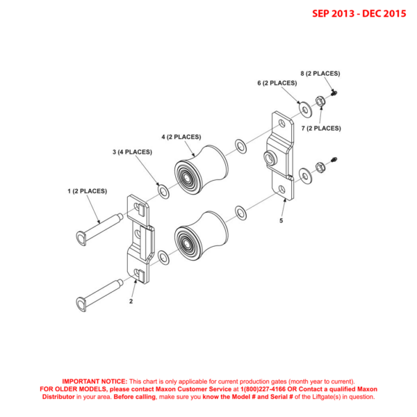 Maxon BMRA (Sep 2013 - Dec 2015) Tandem Assembly With Lower Right Hand And Left Hand Runners Diagram