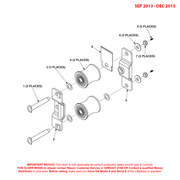 Maxon BMRA (Sep 2013 - Dec 2015) Upper Tandem Assembly With Left Hand Runner Diagram
