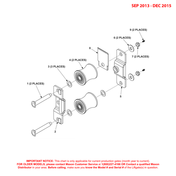 Maxon BMR-A-CS (Sep 2013 - Dec 2015) Upper Tandem Assembly With Left Hand Runner Diagram