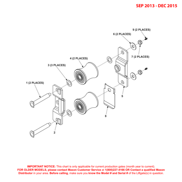 Maxon BMR-A-CS (Sep 2013 - Dec 2015) Upper Tandem Assembly With Right Hand Runner Diagram
