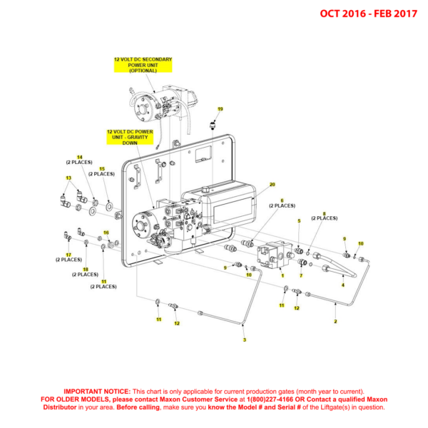 Maxon BMR-CS (Oct 2016 - Feb 2017) MTE Hydraulics Gravity Down Pump Assembly Diagram