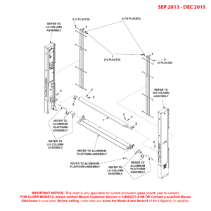 Maxon BMRSD (Sep 2013 - Dec 2015) Main Frame And Attaching Hardware For Aluminum Platform Diagram