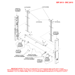 Maxon BMRSD (Sep 2013 - Dec 2015) Main Frame And Attaching Hardware For Steel Platform Diagram