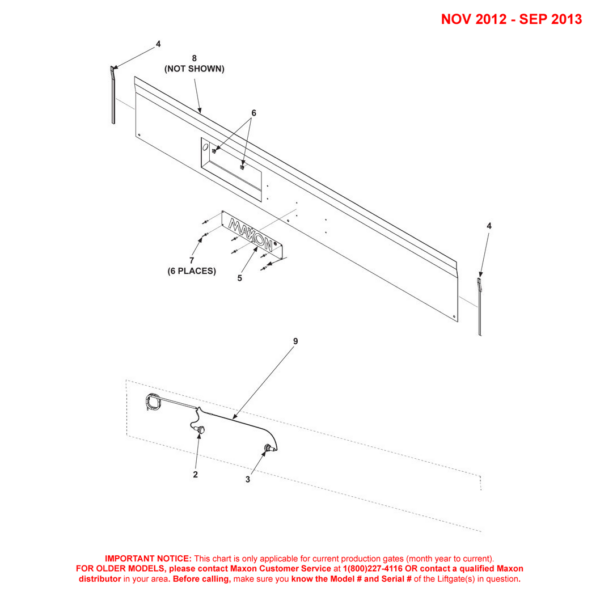 Maxon DMD (Nov 2012 - Sep 2013) Housing Cover Without Lights Diagram