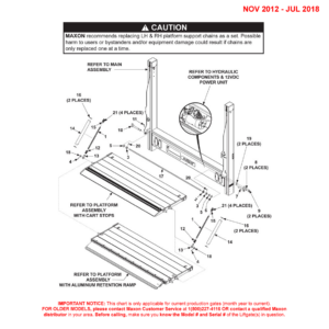 Maxon DMD (Nov 2012 - Jul 2018) Single Torsion Bar 1-Piece Platform Final Assembly With Cartstop OR Aluminum Retention Ramp Diagram