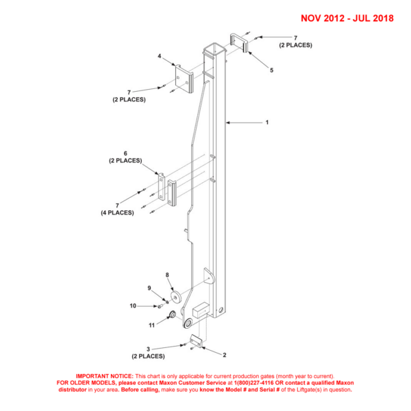 Maxon DMD (Nov 2012 - Jul 2018) LH Runner 2-Piece Platform Diagram