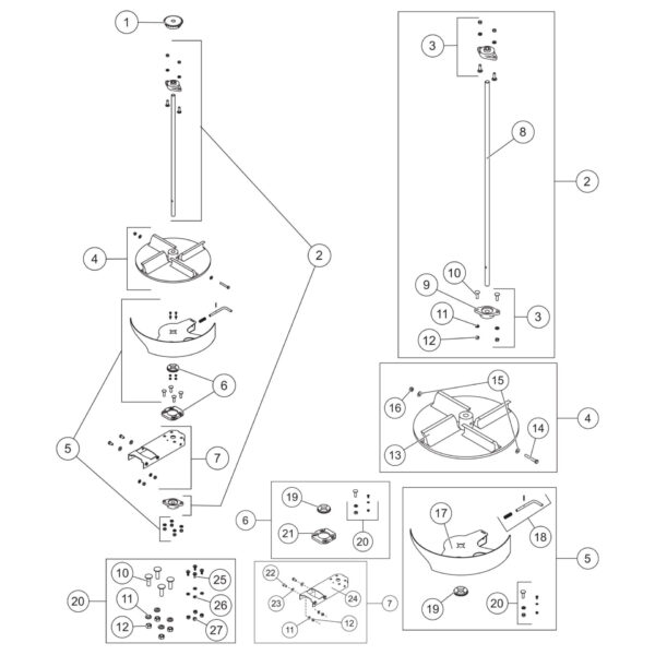 FISHER Gas Motor Steel-Caster (1.5 - 6.0 Cu Yd) Spinner Shaft Spinner And Shutter Assemblies Diagram