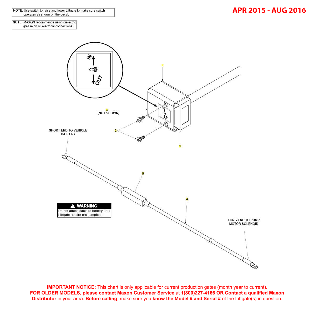 Maxon GPT (Apr 2015 - Aug 2016) Control Switch And Power Cable Diagram