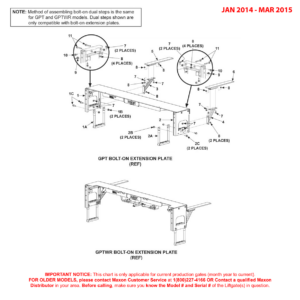 Maxon GPT And GPTWR (Jan 2014 - Mar 2015) Step Kit With Lower Flexible Step And NO Bumpers Diagram