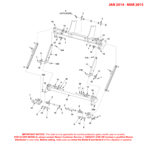 Maxon GPT-25/3 And GPTWR-25/3 (Jan 2014 - Mar 2015) Main Assembly Diagram (1 OF 2)