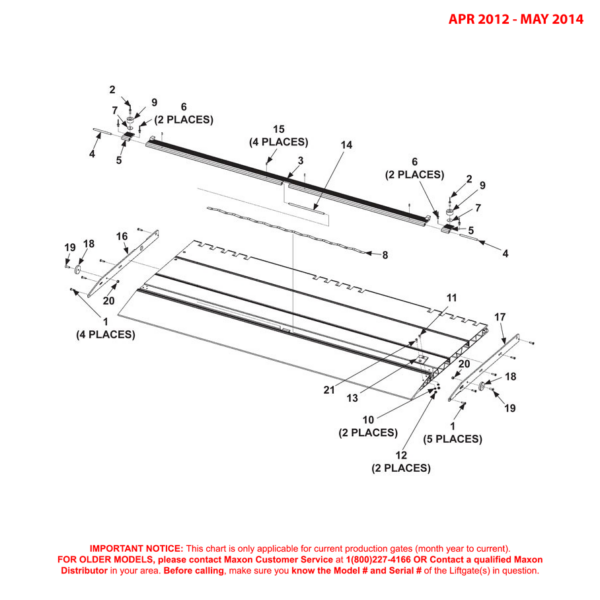 Maxon GPTLR (Apr 2012 - May 2014) Aluminum Flipover With Single Cartstop Diagram