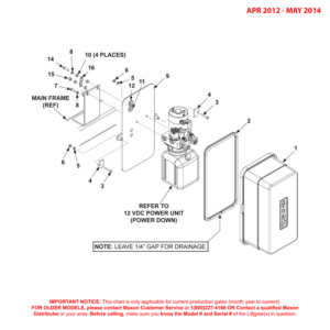 Maxon GPTLR (Apr 2012 - May 2014) Power Down Pump Cover And Mounting Plate Assembly Diagram