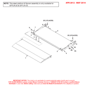 Maxon GPTLR (Apr 2012 - May 2014) Steel Platform And Flipover Assembly Diagram