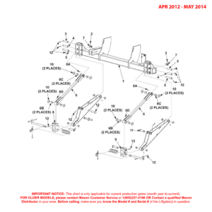 Maxon GPTLR-25 And GPTLR-33 (Apr 2012 - May 2014) Main Frame Lifting Arms And Parallel Arms Diagram (1 OF 2)