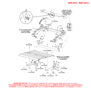 Maxon GPTLR-44 To GPTLR-55 (Apr 2012 - May 2014) Aluminum Platform Main Assembly Diagram (1 OF 2)