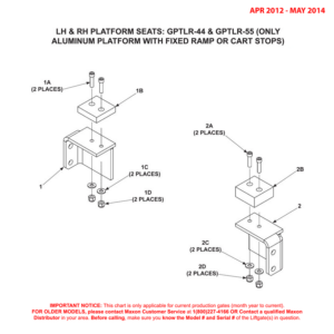 Maxon GPTLR-44 To GPTLR-55 (Apr 2012 - May 2014) Left And Right Platform Seats Diagram (1 OF 2)