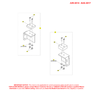 Maxon GPTLR-44 And GPTLR-55 (Jun 2014 - Aug 2017) Left And Right Platform Seats Only For Aluminum Platform With Fixed Ramp Or Cart Stops Diagram