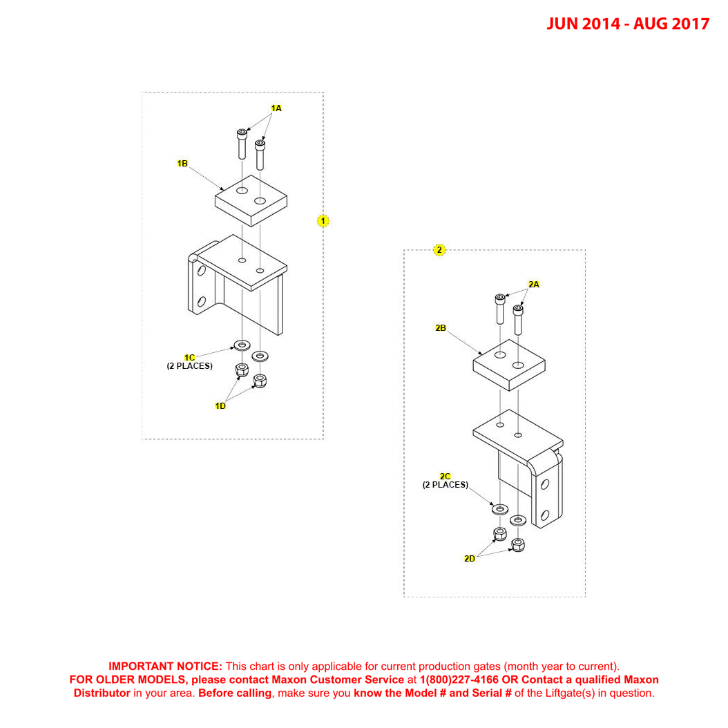 Maxon GPTLR-44 And GPTLR-55 (Jun 2014 - Aug 2017) Left And Right Platform Seats Only For Platform With Retention Ramp Diagram