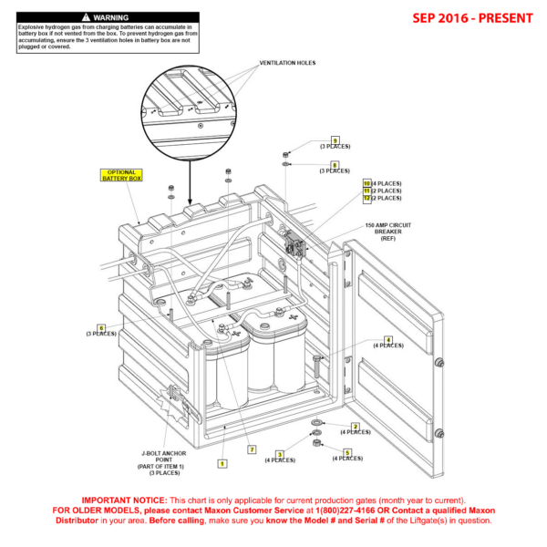 Maxon GPTWR (Sep 2016 - Present) Optional Battery Box Assembly Diagram