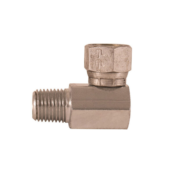 1-11.5 Inch NPSM Female Pipe Swivel To 1-11.5 Inch Male Pipe Thread 90 Elbow